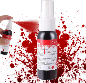 Go Ho Blood Splatter Fake Blood Washable(1.06 oz),Halloween Fake Blood Spray Eye Blood Drops Body Paint,Fake Blood for Clothes and Zombie Monster Vampire Clown Costume Cosplay Makeup,30g