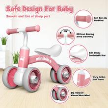 HappyGoLucky Baby Balance Bike 1 2 Year Old, 4 Wheels Lighting Ride On Toys for 1 2 Year Old Girls Gifts, Toddler Toys 1 2 Year Old Girl Toys Age 1-2, Baby Toys 10-36 Months Old Tricycles