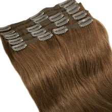 Hair Extensions Real Human Hair Clip in Double Weft Remy Hair 20 inch 150g 6 Light Brown Full Head Set 8 Pieces Long Straight