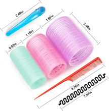 Hair Rollers Set, 18 Hair Rollers for Long Hair, 25mm, 30mm, 44mm Curlers Rollers, 12 Duckbill Hair Curlers for Long Hair, 2 Combs, a Braid Device, Used for Haircut Styling Velcro Rollers for Hair