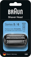 Braun Series 5 Electric Shaver Replacement Head, Easily Attach Your New Shaver Head, Compatible With All New Generation Series 5/6 Electric Shavers, 53B, Black