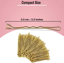 Enselling Hair Grips Pack of 50-5.5cm - Crimped Blonde Bobby Pins for Women, Girls and Hairdressing Salons -Perfect for Thick, Thin & Curly Hair Styling (Golden)