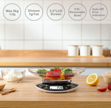 Digital Kitchen Scales Electronic Food Scales with Bowl Liquids in ml and fl. Oz. Tare Function LCD Display Easy Storage