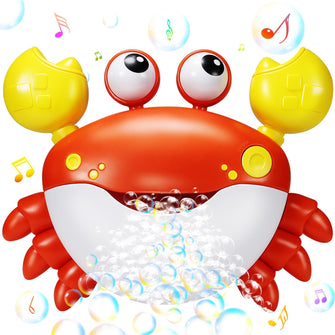 Jiosdo Baby Bath Toys, Automatic Crab Bubble Maker Bath Toys for Toddler Kids, Bath Bubble Machine with 12 Music, Great Bubble Bathtub Toys Gifts for Kids Girls Boys (Red)