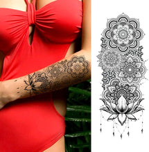 LAROI 10 Sheets Black Indian Lace Temporary Tattoos Flower Mandala Flower DreamCatcher Tattoos Temporary Adults Stickers Peony Girlsboys Body Art Arm Waterproof Tatoo Fake Jewels Wedding Brides