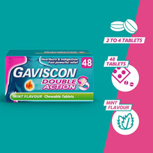 Gaviscon Heartburn and Indigestion Tablets, Double Action, Mint Flavour, Pack of 48