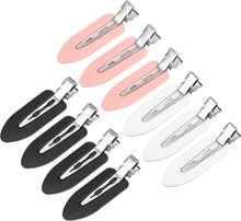 10 pcs No Crease Hair Clip No Bend Hair Curl Pin Clips for Bangs Finger Waves Makeup Application Hairdressing Hairpins (Black, White, Pink)