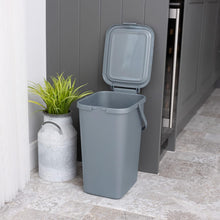 Addis 519226 Kitchen Recycling & General Storage bin 18 litres Stackable Food Waste Organiser Caddy with Clip lock lid & carrying Handle, Eco from Recycled Plastic Light Grey