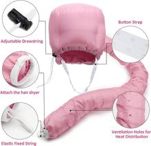 Hair Dryer Bonnet Attachment, Adjustable Bonnet Hood Hair Dryer Hat for Hand Held Hair Dryer, Hooded Hair Dryer Cap with Stretchable Grip and Extended Hose Length for Hair Care (Pink)