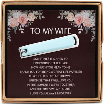 FEELMEM to My Wife Gift Nail Clipper Wife Wedding Anniversary Manicure Accessory to My Wifey Birthday Gift (Wife-Nail Clipper)