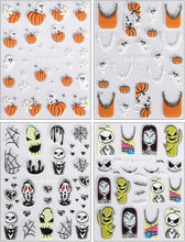 JMEOWIO 3D Embossed Halloween Nail Art Stickers Decals Self-Adhesive 5D Cute Pumpkin Ghost Flower Spook Nail Supplies Nail Art Design Decoration Accessories 4 Sheets