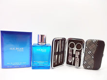 Luxury Gift Set For Men - Ice Blue 100ml EDT For Men & Manicure Grooming Travel Tool Kit - Gift Set For Him