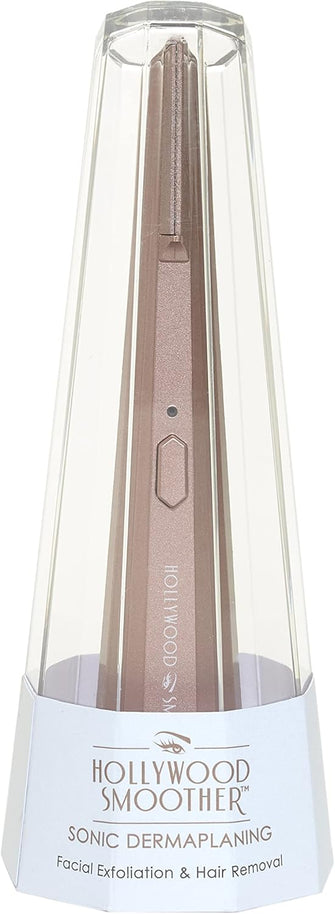 Hollywood Smoother Innovative Sonic Dermaplaning Device - Painlessly Removes Unwanted Hair, Peach Fuzz, Dead Skin Cells and Built Up Debris - Rose Gold