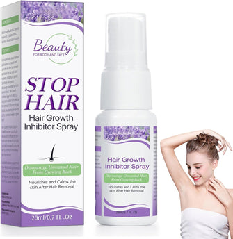 Hair Growth Inhibitor, Hair Stop Growth Spray, Non-Irritating Hair Inhibitor, Permanent Hair Removal Spray for Body, Face, Underarm, Arm, Leg, Private Areas, Painless Men and Women Effective