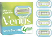 Gillette Venus Extra Smooth Razor Blades Women, Pack of 4 Razor Blade Refills, Lubrastrip with A Touch of Avocade Oils