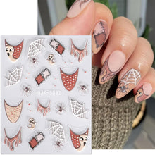 JMEOWIO 3D Embossed Halloween Nail Art Stickers Decals Self-Adhesive 5D Skull Horror Ghost Heart Nail Supplies Nail Art Design Decoration Accessories 4 Sheets