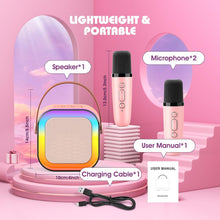 Dislocati Karaoke Machine 2 Microphones, Birthday Gifts for Girls Toys Age 3-15 Year Old Girls Gifts Kids Microphone Toys for 3-12 Year Old Girls Birthday Presents Christmas Xmas Gifts for Kids Toys