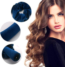 Heatless Curling Rod Headband, No Heat Wave Hair Curlers for Long Medium Hair, Soft Rubber Silk Ribbon Lazy Sleep Curlers for Overnight DIY Hair Styling Tools (Sapphire Blue)