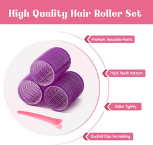 Hair Rollers Set 32 PCS, PandyCare For Long & Short - No Heat, Hair-friendly, Natural Effect, Includes 18 (1.73+1.41+0.98 inch), 12 Clips,1 Rat Tail Comb 1 Storage Bag