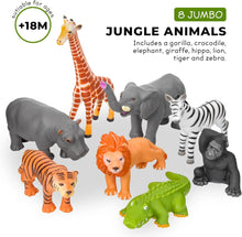 Learning Minds Set of 8 Jumbo Jungle Animal Figures - Zoo Animals For 1, 2, 3 Year Olds - Toy Safari Animals For Kids Age 18 Months Plus - Toys For 1 Year Old Boys - Suitable From 18 Months