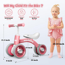 HappyGoLucky Baby Balance Bike 1 2 Year Old, 4 Wheels Lighting Ride On Toys for 1 2 Year Old Girls Gifts, Toddler Toys 1 2 Year Old Girl Toys Age 1-2, Baby Toys 10-36 Months Old Tricycles