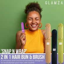 Glamza 'Snap N Wrap' 2 in 1 Hair Bun and Brush For Wet & Dry Hair  Suitable for Women, Girls and Kids  Small & Portable Ideal for Travel (Black)