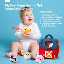 hahaland Baby Toys 6-12 Months - Farm Animals with Barn, Rattle, Crinkle Paper, Mirror - Busy Montessori Sensory Toys for Babies Toddlers 1-3 - Baby Easter Basket Stuffers