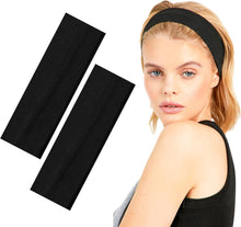 2 x Elegant 7cm Black Headbands for Any Occasion  Premium Black Headbands For Women - Comfortable Headbands Hair Accessories for Sports and Fashion  Makeup Headbands