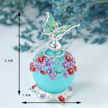 H&D HYALINE & DORA H&D Butterfly Perfume Bottle,Retro Frosted Glass Refillable Glass Perfume Bottle Empty with Blue Bottle Body 23ml