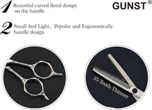 GUNST Hairdressing Scissors Set 5.5 Inches with Fine Handles Floral Pattern