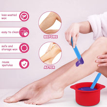 mciskin 2pcs Silicone Wax Warmer Liner,Non-Stick Wax Pot Silicone Bowl Replacement,Reuse Wax Melt Warmer Liner with 2pcs Silicone Spatulas for Hair Removal(Pink+Blue)