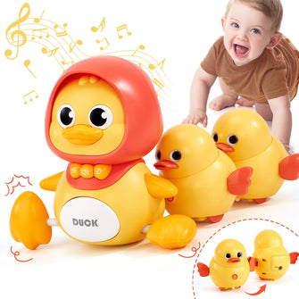 hahaland Baby Crawling Duck Toy Baby Toys for 0-6 Months 1 Year Old Boys Girls, Musical Light Interaction Walking Tummy Time Sensory Toys Sound Toys with Lullabies Birthday Present Gifts