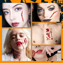 Halloween Zombie Makeup Tattoos, Fake Scars Cuts Temporary Stickers Blood Wound Stitch Realistic Pattern Vampire Bite Marks Adults Kids Clown Prank Makeup Props For Halloween Party Cosplay(10 Sheets)