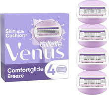 Gillette Venus ComfortGlide Breeze Razor Blades Women, Pack of 4 Razor Blade Refills, Lubrastrip with A Touch of Botanical Oils