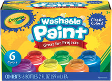 CRAYOLA Washable Paints - Assorted Colours (Pack of 6)  Perfect for Any Arts & Crafts Needs - Easily Washable  Ideal for Kids Aged 3+ Packaging May Vary