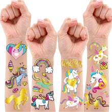 Leesgel 90pcs Glitter Transfer Temporary Unicorn Tattoos for Kids, Unicorn Birthday Festival Halloween Party Supplies Favours Decorations, Childrens Girls Boys Adults Tattoo Sticker for Gift Games