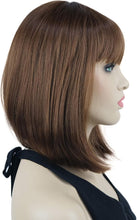 Lydell 10" Short Straight Bob Hair Wigs with Bangs Synthetic Hair Cute Wigs (30 Medium Auburn)