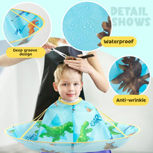 Boys Hair Cutting Cape Waterproof Kids Haircut Cape Professional Salon Barber Cape Foldable Umbrella Hair Catcher with Neck Duster Brush and Adjustable Neck Size for Boys Girls