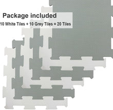 20Pc 10mm Thicknes Grey White Kids Playmat Floor Matting Foam Garden Fitness Nursery Mat