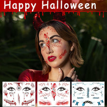 6 Sheets Halloween Face Temporary Tattoos,Scary Tattoo Stickers, 3D Witch Zombie Makeup Kit Roses Face Tattoos Stickers for Halloween Party Favours Makeup Carnival Masquerade