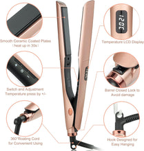 Hair Straighteners for Women 2 in 1 Hair Straightener and Curler Ceramic Plates Flat Iron with Adjustable Temperature LCD Display Straightening Styling Tool for Long Short Thick Hair (Rose Gold)