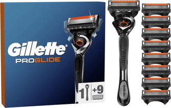 Gillette ProGlide Men's Razor with Flexball Technology + 9 Razor Blade Refills with Precision Trimmer, 5 Anti-Friction Blades