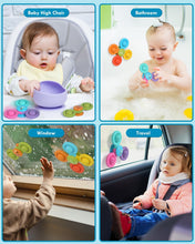Lehoo Castle Suction Cup Spinner Toys, All Silicone Bath Toys, Baby Sensory Toys, Fidget Spinner Toys with Suction 3 Pcs, Baby Travel Toys for Toddler 1-3