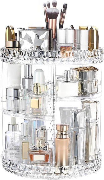 Makeup Organiser, 360 Degree Rotating Beauty Organiser for Jewellery Cosmetic Vanity Perfume, Large Capacity Make Up Storage Display Stand for Vanity Table Bedroom Countertop Bathroom Dresser