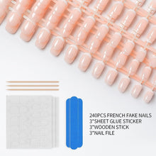 LIARTY 240 Pcs 12 Sizes Natural French False Nails with Glue Stickers, Acrylic Full Cover Short Fake Nails Tips Press on Nails for Girls Women