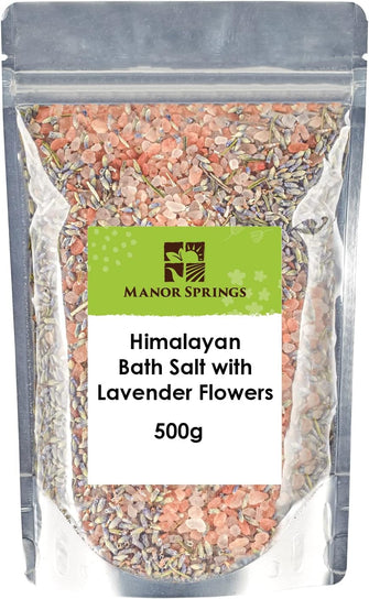 Himalayan Bath Salt with Lavender Flowers 500g by Manor Springs