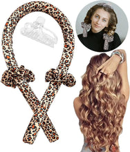 Heatless Curls Band, Hair Curler Ribbon, Non-Slip Heatless Curler with Hairpin, Wave Formers Overnight, Heat-Free Does Not Burt Hair Curling Iron (Leopard Print)