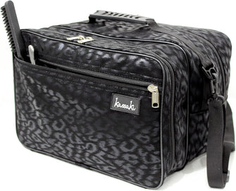 Kassaki Pro Hairdressing Bag Barber Tool Carry Bag Hair Equipment Salon Storage Travel Bag Case Black Leopard