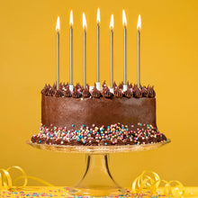 DONQL Birthday Cake Candles 24PCS, Tall Cake Candles, Long Birthday Candles, Thin Cupcake Candles with Holders for Birthday Cake Baby Shower Cake Wedding Party Decoration (24Pcs Champagne)