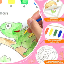 LIKYMO Water Colouring Book for Children - Water Painting Books for Kids Easter Gifts for Kids, Watercolour Paint Set Magic Painting Book Easter Crafts Gifts (Animals)